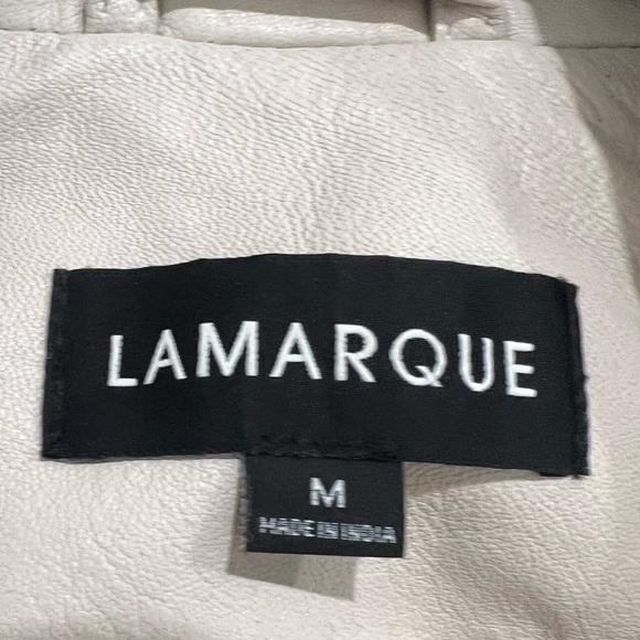 Lamarque Ciara Leather Moto Biker Jacket Bone Size Medium $625 - Picture 12 of 14
